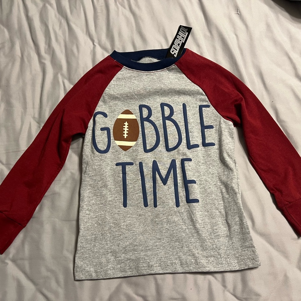 Stylish Kids Gobble Time Long Sleeve Tee - Red & Gray NWT 4